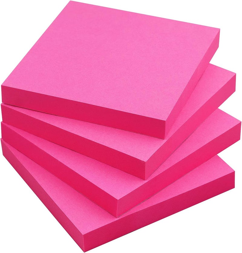 Eastern Wolf Sticky Notes 3x3 Self-Stick Notes Bright Colors Sticky Notes 4 Pads 100 Sheets/Pad (Rose Red) - Image 1